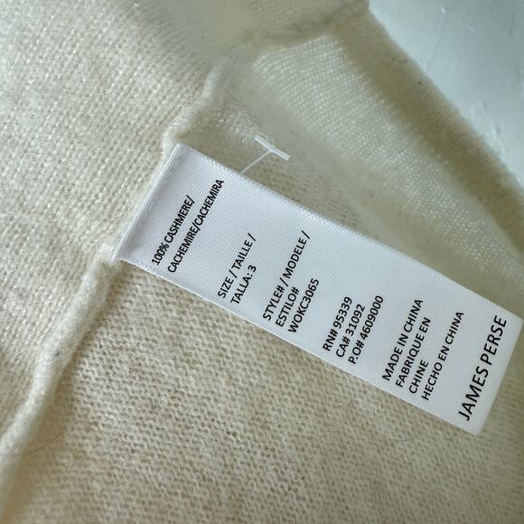 James Perse Knit Cashmere Sweater Women's 3 V neck Cream Long Sleeve Career S3-1 - Picture 6 of 6